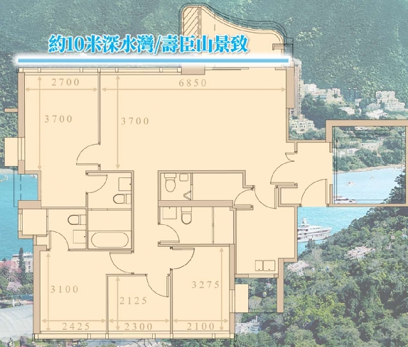 起居空間沿窗而設的單位平面